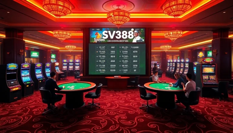 SV388 online gambling interface featuring high-stakes betting on chicken fights with vibrant casino elements.