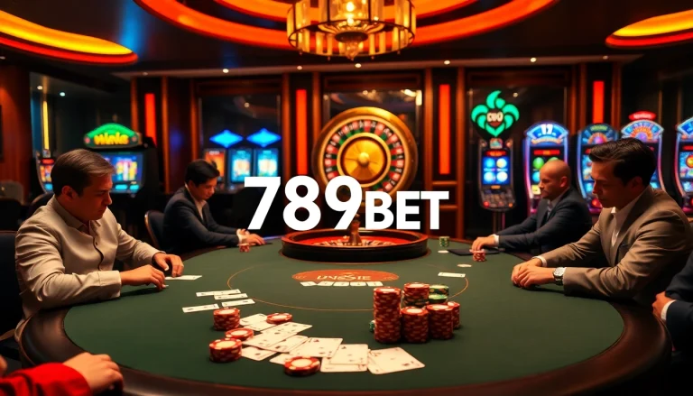 Experience the excitement of nhà cái 789BET at a lavish poker table with colorful chips and lively gameplay.