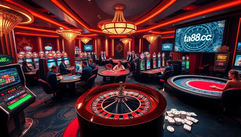 Experience the excitement of gambling at ta88c.com with interactive casino tables and vibrant slot machines.