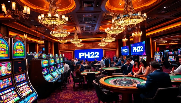 Engaging players win big at PH22 Casino with vivid slot machines and a lively atmosphere.