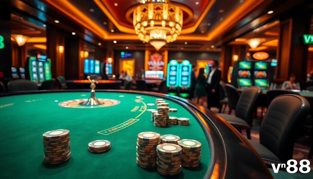 Experience the thrill of high-stakes gambling at vn88 with vibrant casino tables and exciting games.