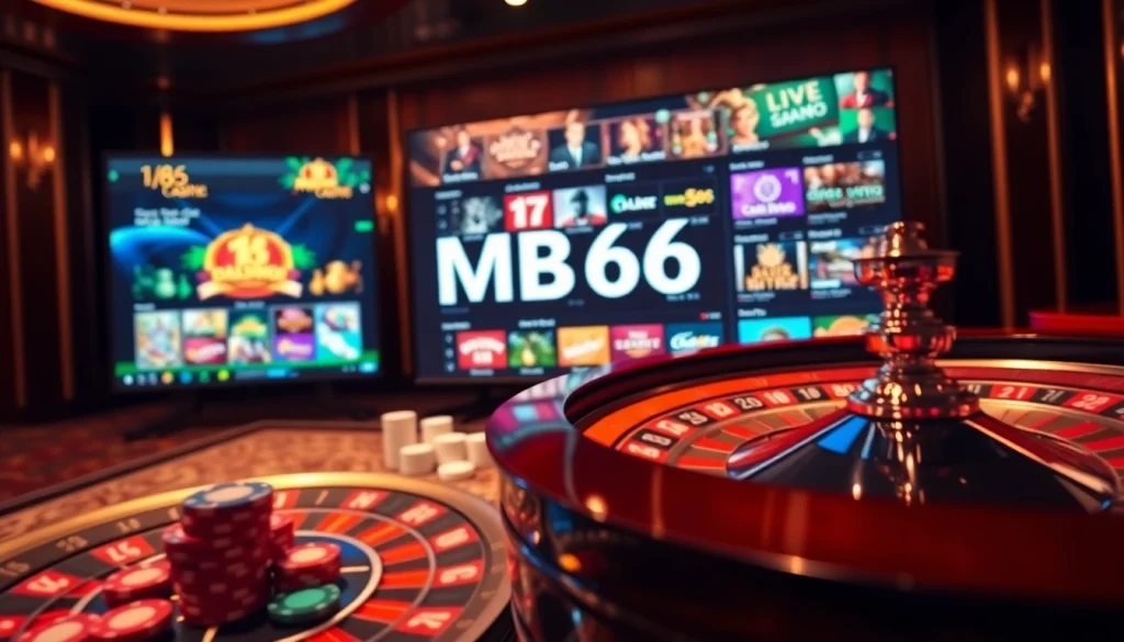 Exciting online betting atmosphere at MB66 featuring roulette and poker games.