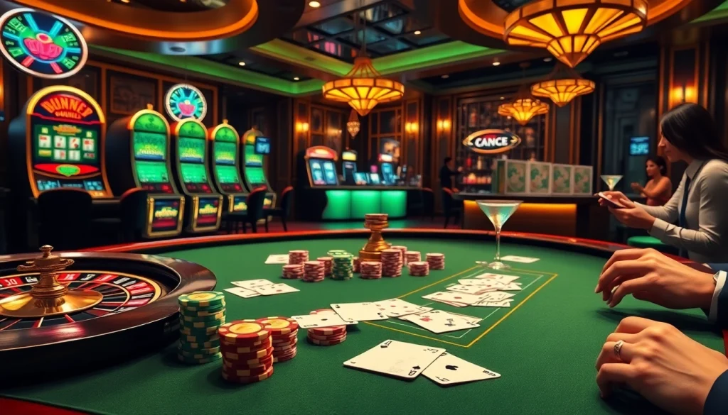 Experience high-stakes action with king33 gambling tables and vibrant casino elements.