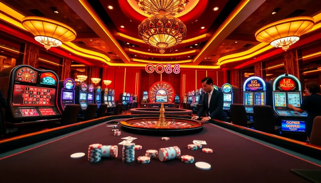 Experience thrilling gameplay at GO88 casino with professional dealers and vibrant tables.