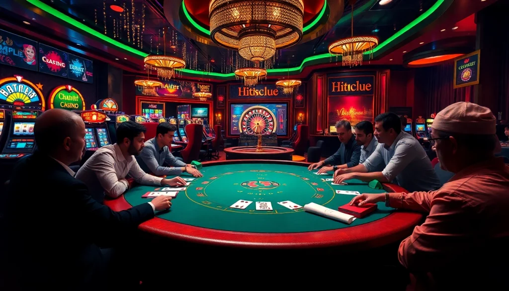 Hitclub excitement at a high-stakes poker table with immersive gaming ambiance.