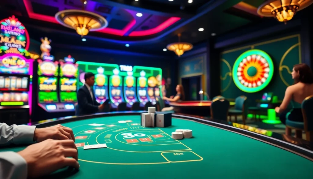 Experience the thrill of TR88 gaming with exciting casino tables and vibrant slot machines.