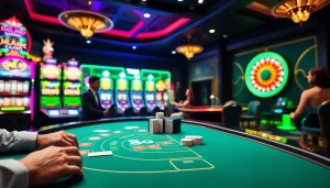 Experience the thrill of TR88 gaming with exciting casino tables and vibrant slot machines.
