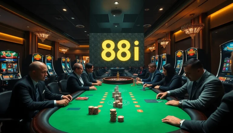 Enjoying a poker game at 88i casino, with players strategizing around a vibrant table.