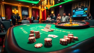 Experience high-stakes excitement with F168 casino action at a luxurious poker table.