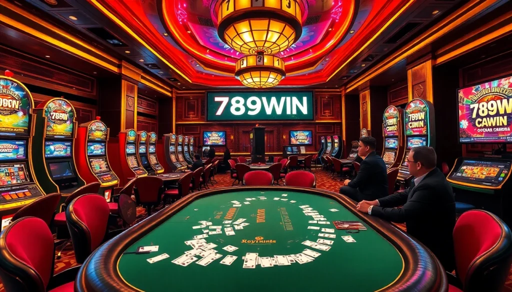 Experience high-stakes gambling at 789WIN's luxurious casino tables with players engaged.