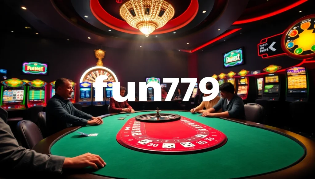 Engaging players at the fun79 casino table, showcasing thrilling gambling action.