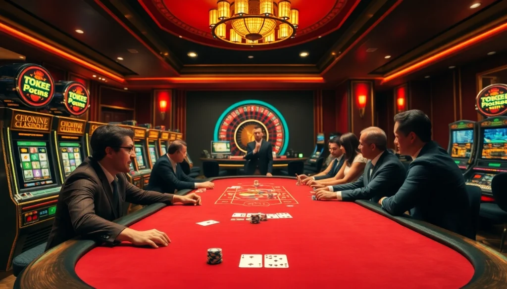 Experience thrilling gaming at https://mm88.press/ with engaged players at a poker table.