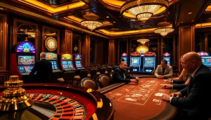 Exciting casino scene showcasing online gambling dynamics with https://kk55.fit/ interface amidst lively players.