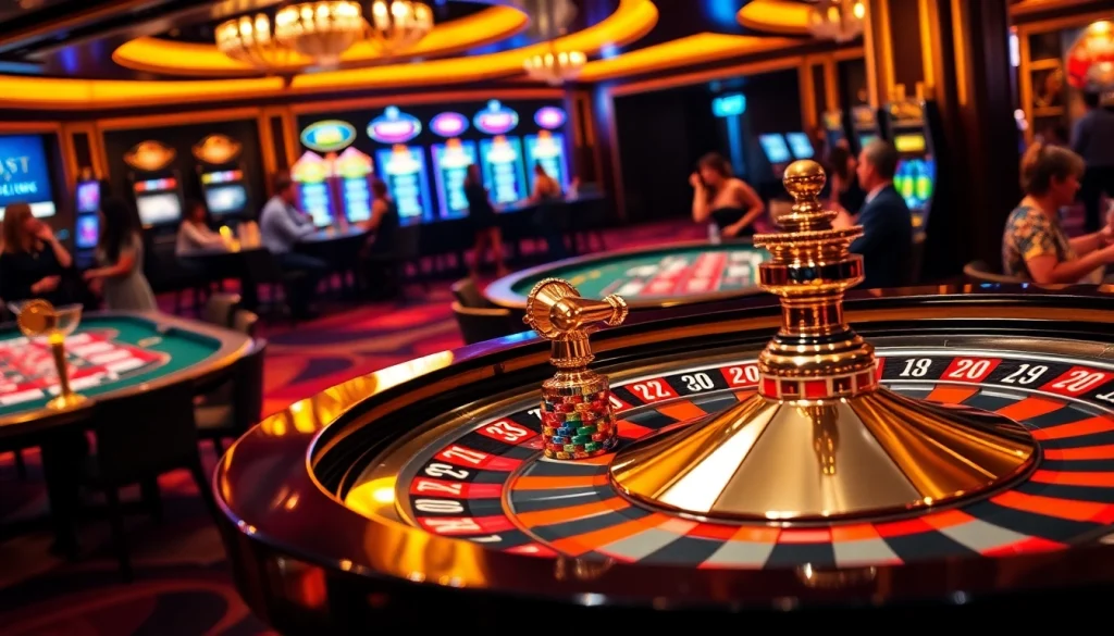 Experience the thrill of roulette at https://bet88fun.net/ with vibrant casino tables and excited players.