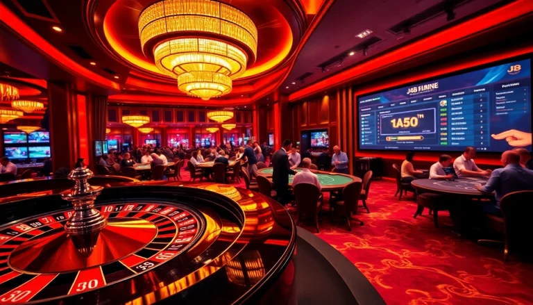 Experience thrilling bets at J8 with vibrant casino visuals and high-stakes gaming action.