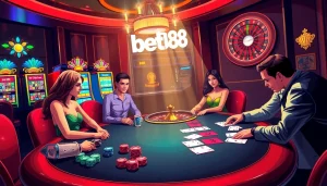 Engage with thrilling environments at nhà cái bet88, featuring high-stakes poker tables and exciting slot machines.