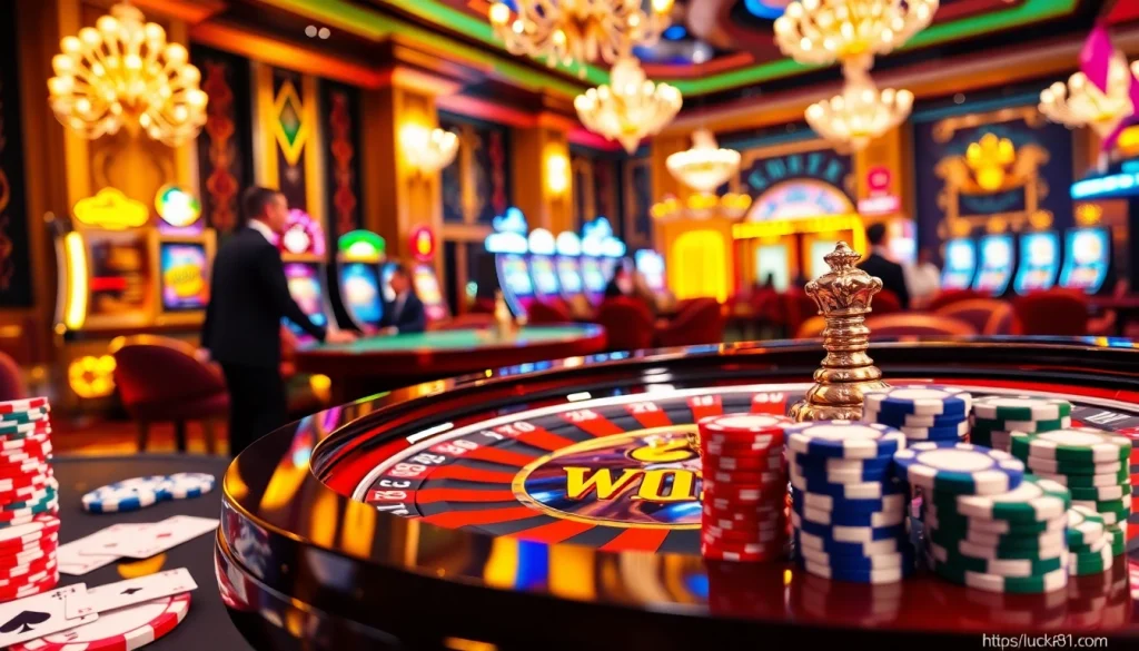 Players enjoying a thrilling roulette game at https://luck8r1.com with vibrant casino ambiance.