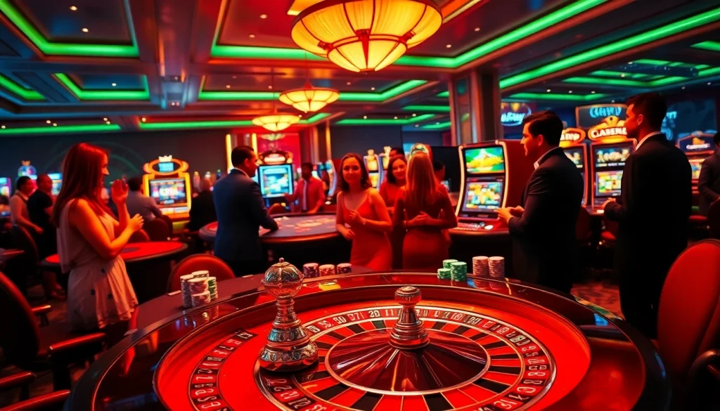 Players engaging at a luxurious casino table representing okfun's thrilling gambling experience.