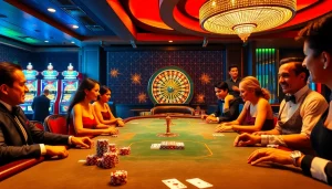 Players enjoying thrilling poker games at the b52club casino table, immersed in excitement.