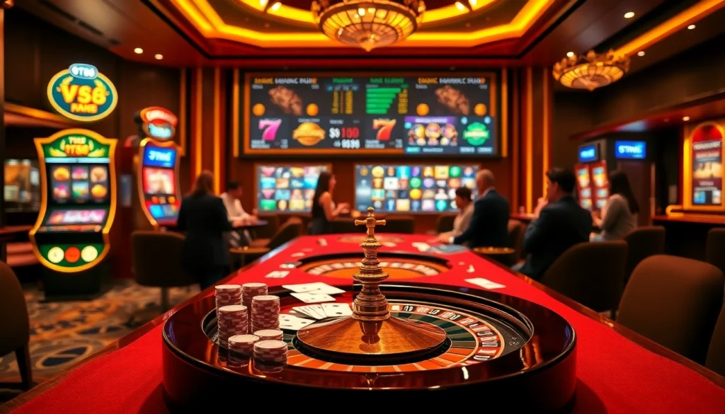 VT88 nhà cái offers an engaging scene of players enjoying a thrilling game at a high-end casino table.