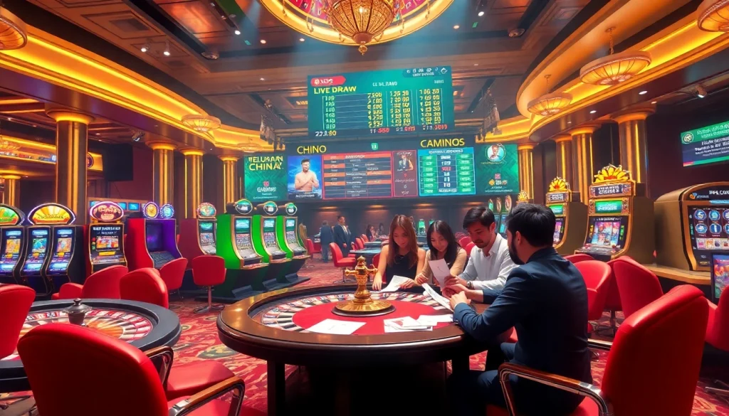 Players engaging with the keluaran china results at a lively casino, showcasing excitement and anticipation.