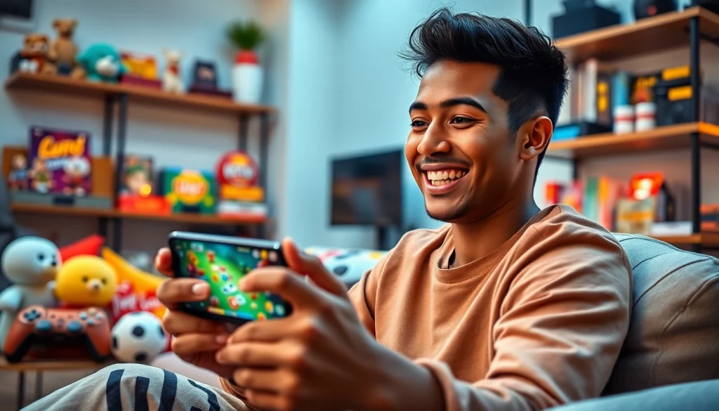 Engaging scene depicting Yono Games mobile gaming with vibrant visuals and players enjoying various games.