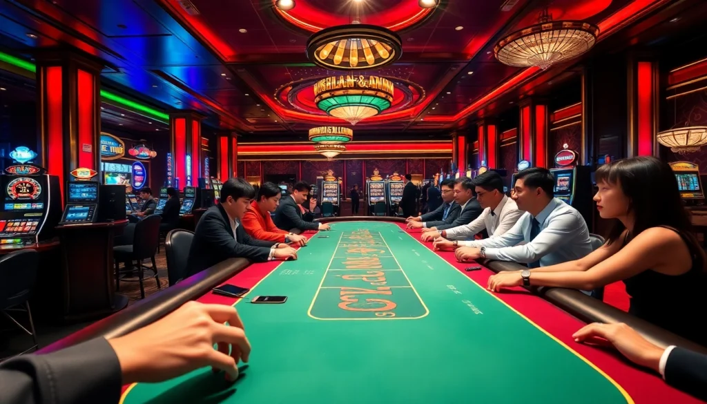 Experience luxury and excitement at NK88’s casino with vibrant card games and roulette.